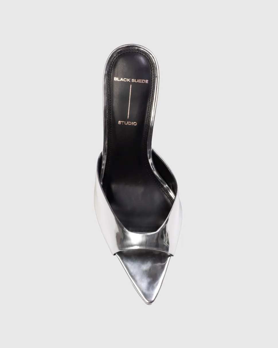 Brea 80 in Silver Mirror Metallic Leather