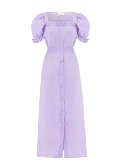 Brigitte Linen Maxi Dress in Lavender