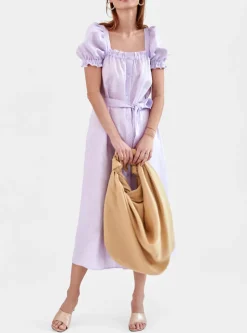 Brigitte Linen Maxi Dress in Lavender