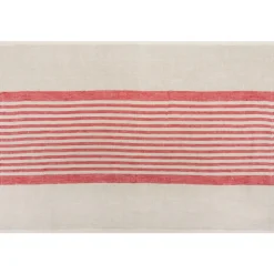 Brittany Natural Tea Towels in Natural & Red, Set of 2