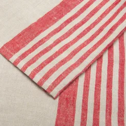 Brittany Natural Tea Towels in Natural & Red, Set of 2