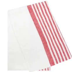 Brittany White Tea Towels in White & Red, Set of 2
