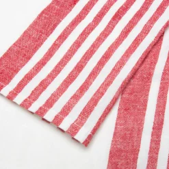 Brittany White Tea Towels in White & Red, Set of 2