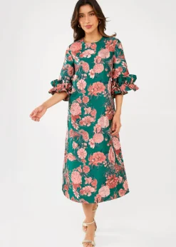 Bronwyn Dress in Forest Mum Jacquard