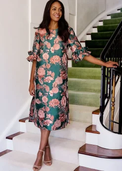 Bronwyn Dress in Forest Mum Jacquard