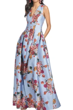 Brooke Gown Glacial Blue Bright Bouquet
