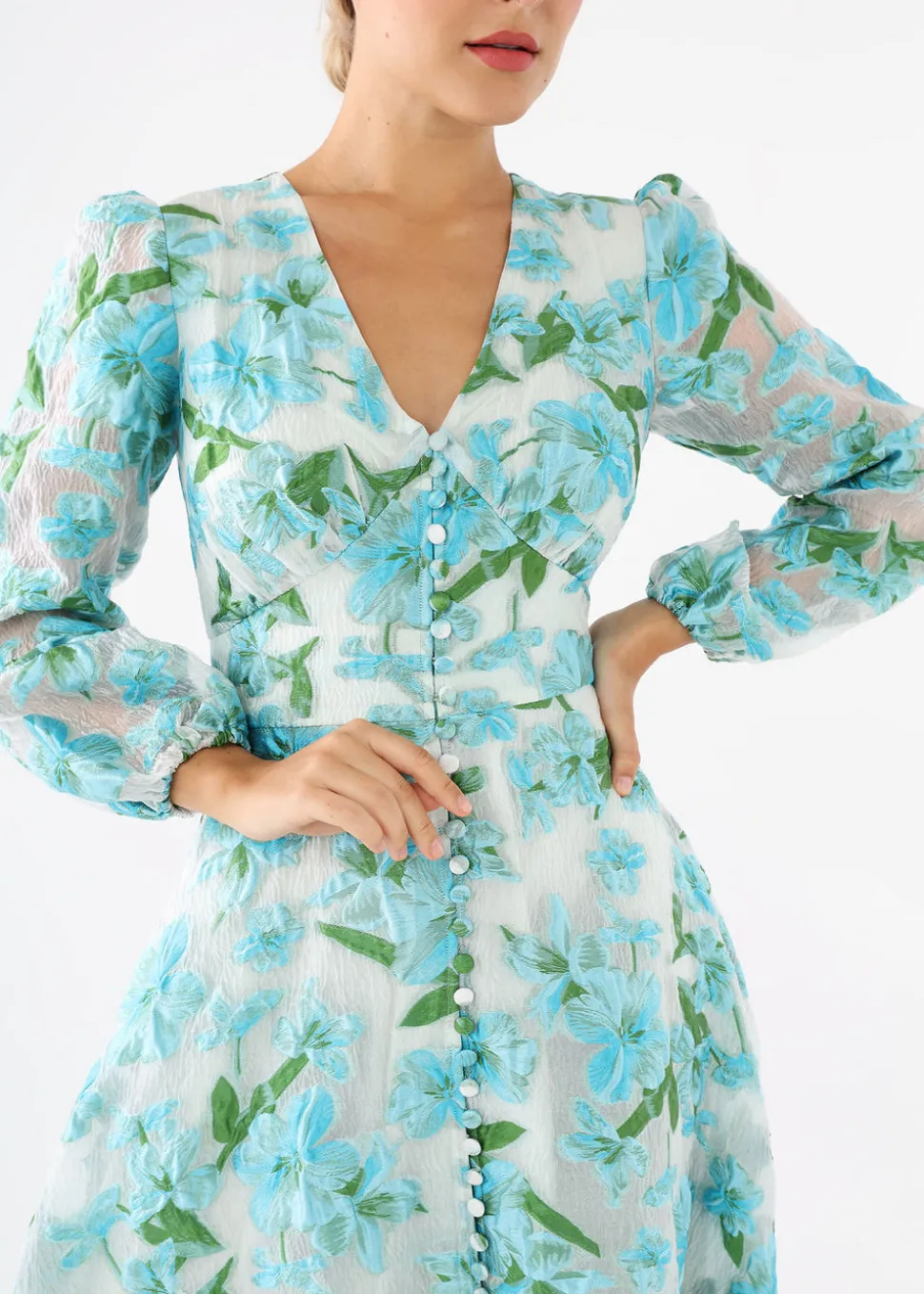 Brooke Gown in Tropical Organza