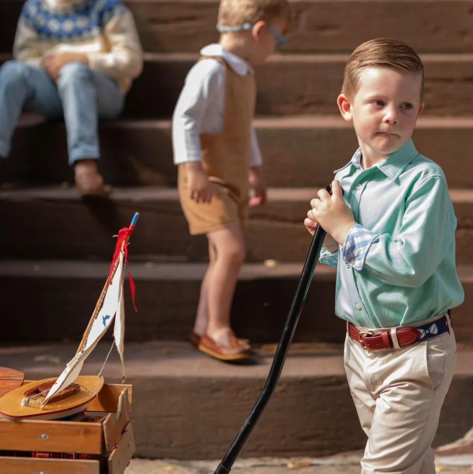 Brooks Button Down in Academy Green with Blue Gingham