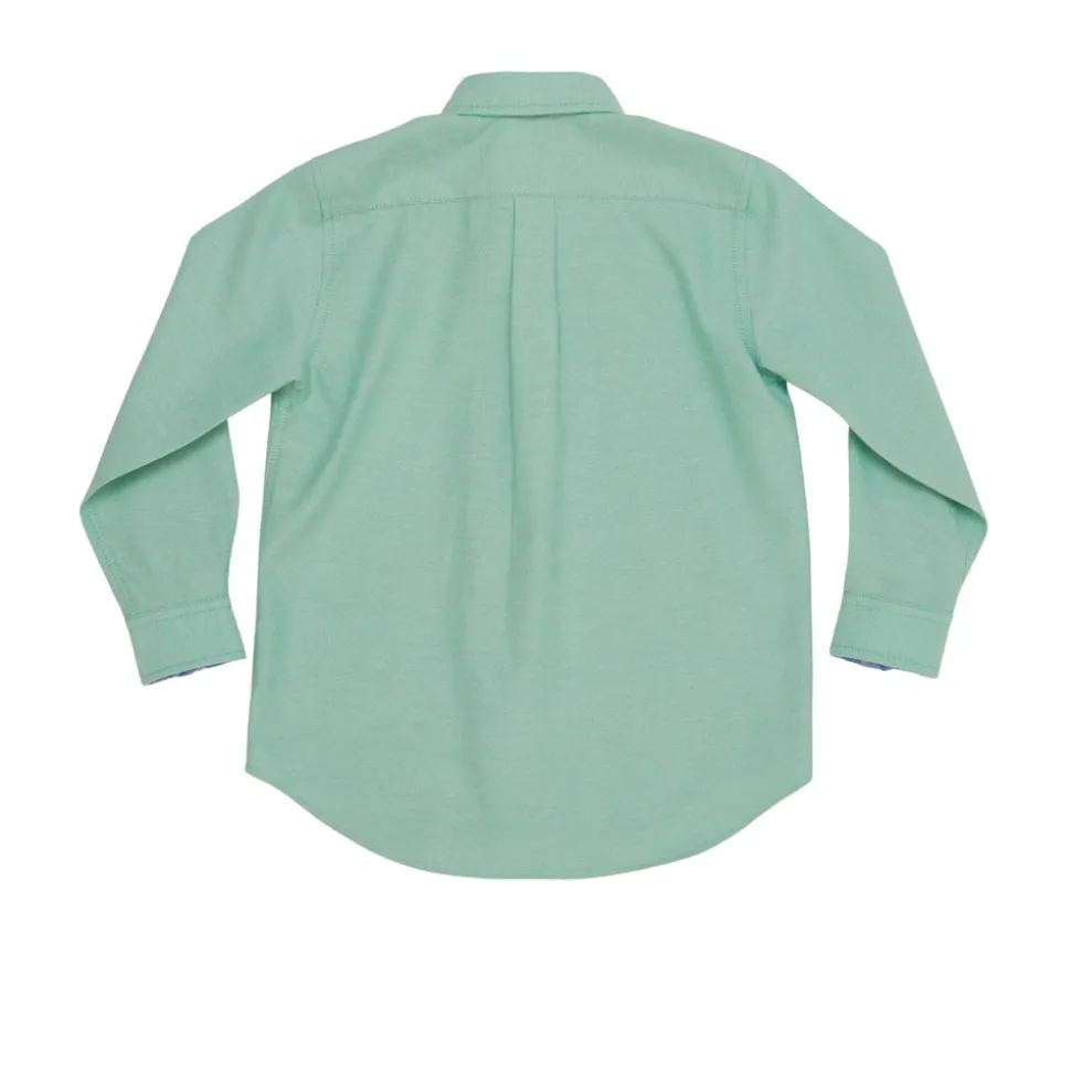 Brooks Button Down in Academy Green with Blue Gingham