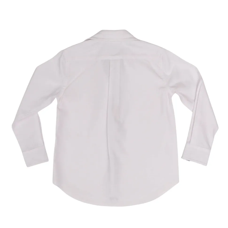 Brooks Button Down in Oxford White with Navy Gingham Trim