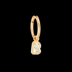 Bubble Bezel Huggie with White Diamond Letter