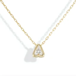 Bubble Bezel Necklace with White Diamond Letter