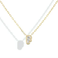 Bubble Bezel Necklace with White Diamond Letter