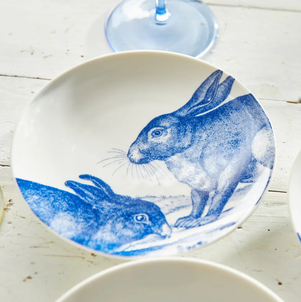 Bunnies Blue Canape Plates