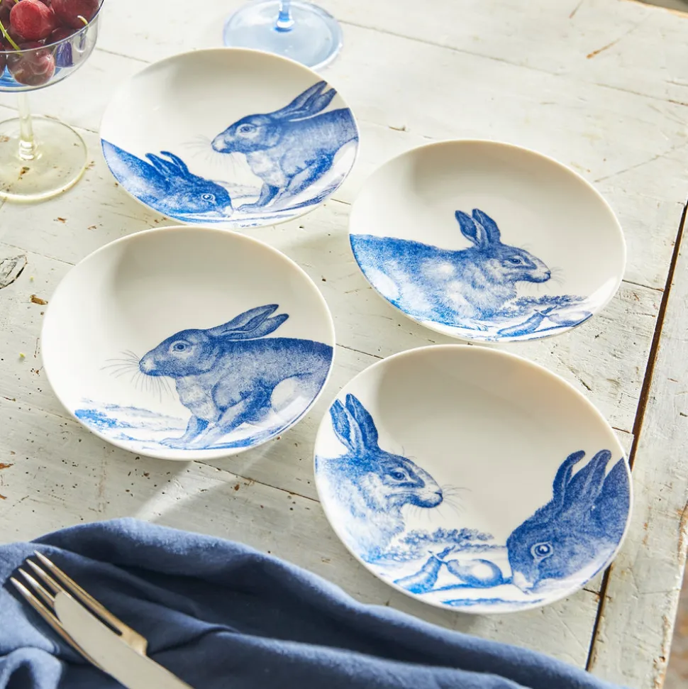 Bunnies Blue Canape Plates