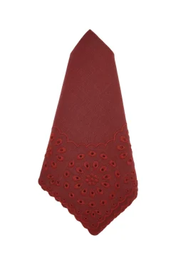 Burgundy Eyelet Dinner Napkins, Set of 4