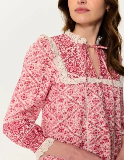 Burgundy Patchwork Nettie Blouse