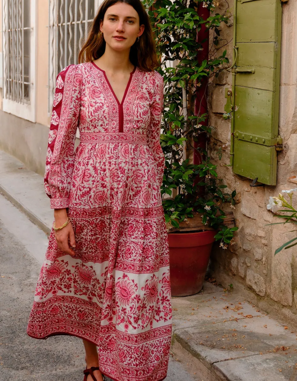 Burgundy Patchwork Olive Dress