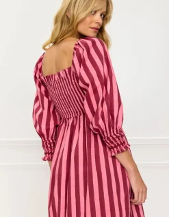Burgundy Stripe Florence Dress