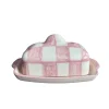 Buttercup Butterdish in White & Pink Checkerboard