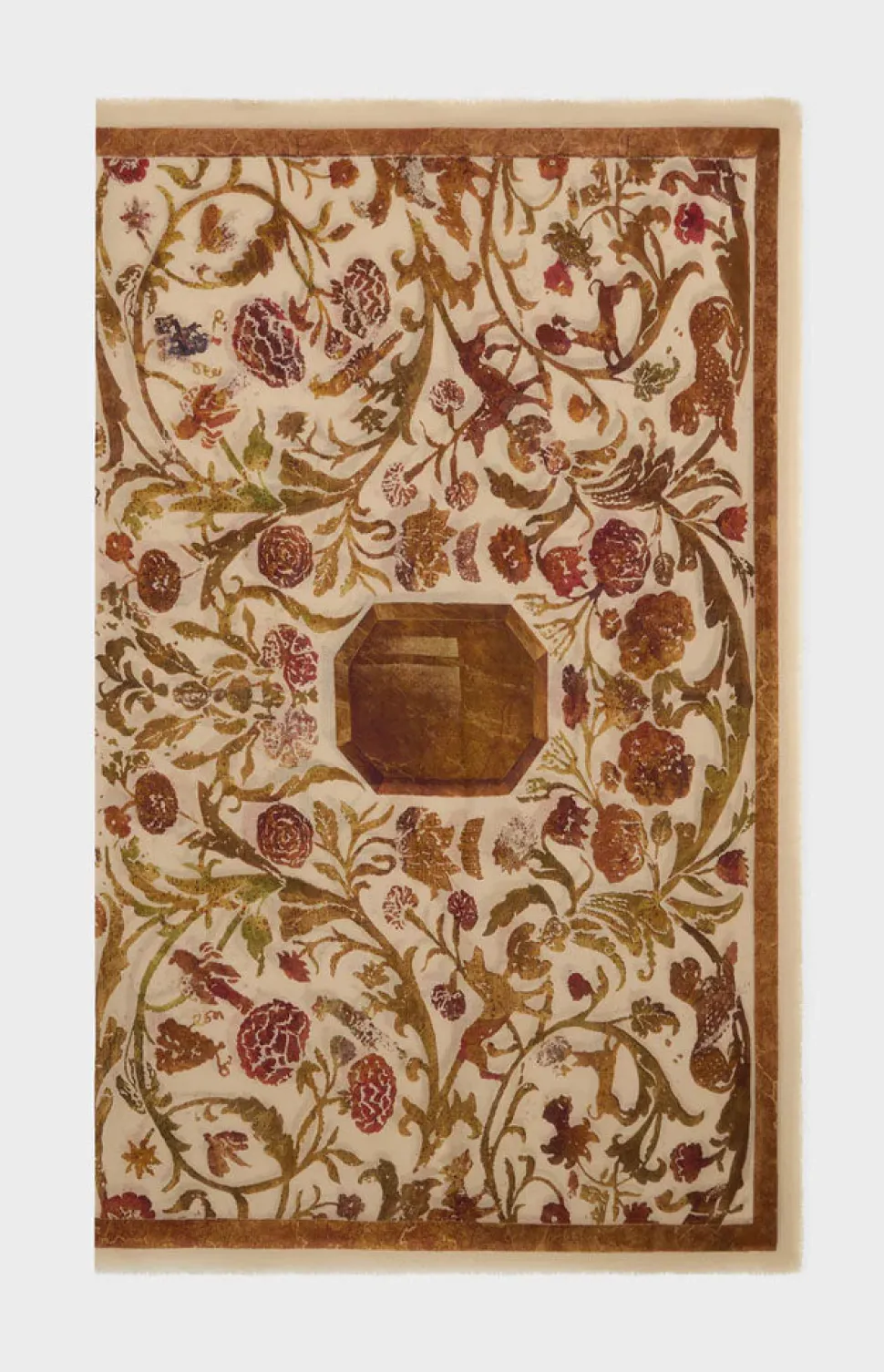 Cabana Pietra Dura Inspired Wool & Silk Scarf in Ivory