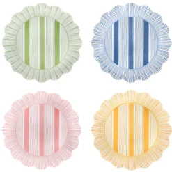 Cabana Stripe Melamine Dessert/Salad Plate Assorted, Set of 4 in Multi