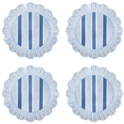 Cabana Stripe Melamine Dessert/Salad Plate, Set of 4 in Ocean