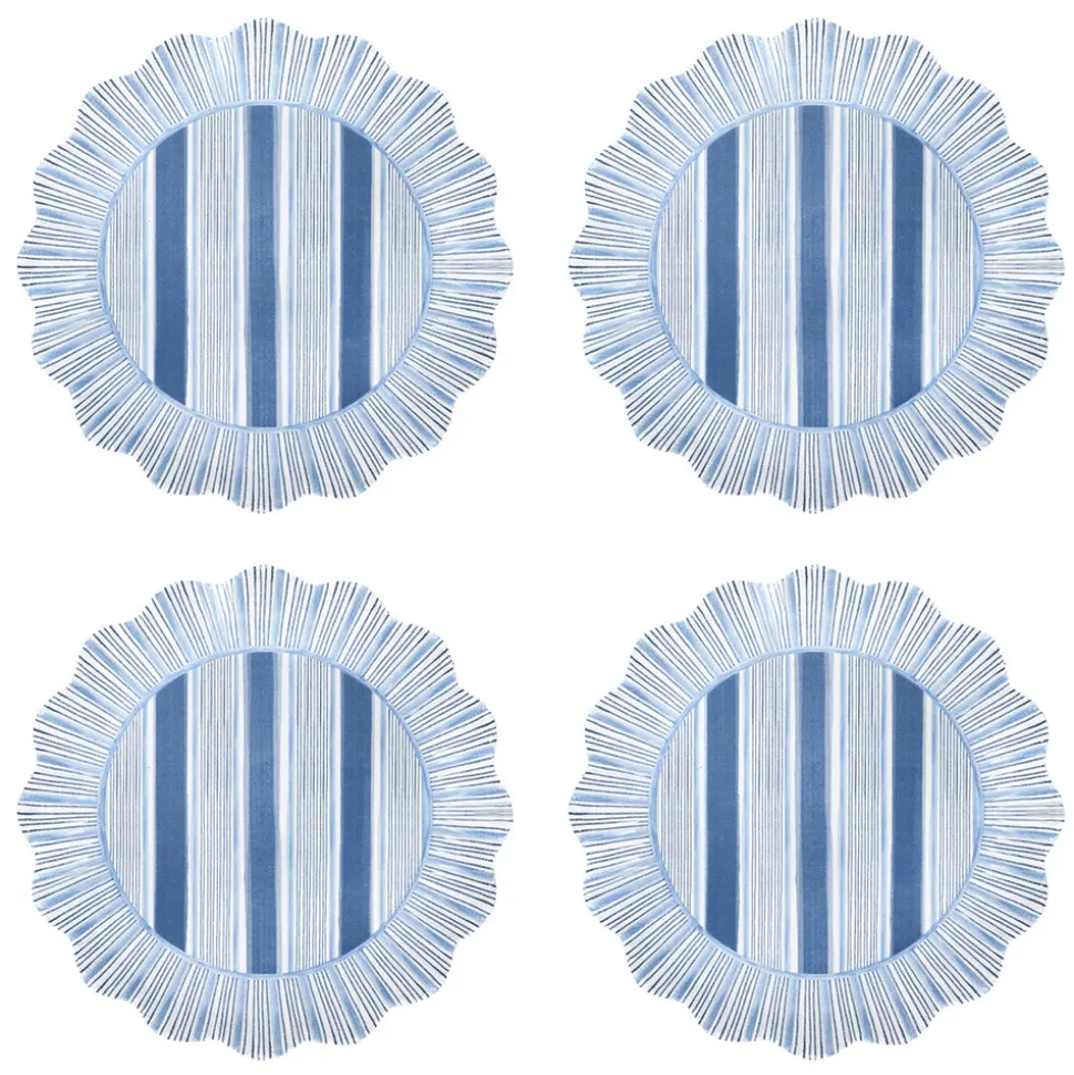 Cabana Stripe Melamine Dessert/Salad Plate, Set of 4 in Ocean