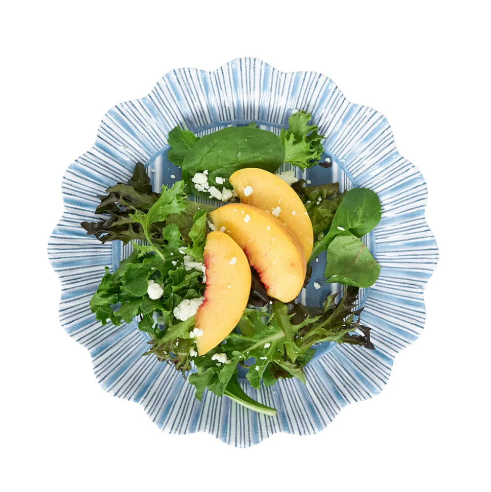 Cabana Stripe Melamine Dessert/Salad Plate, Set of 4 in Ocean