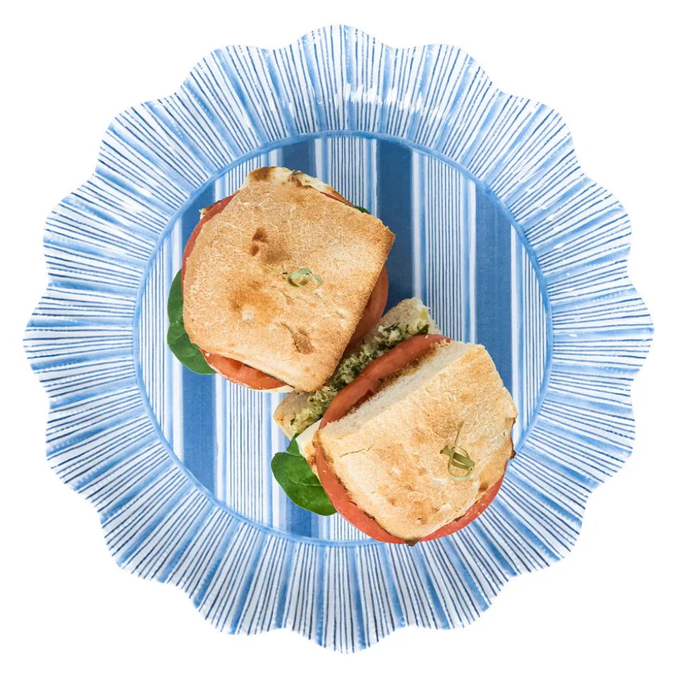 Cabana Stripe Melamine Dinner Plate, Set of 4 in Ocean