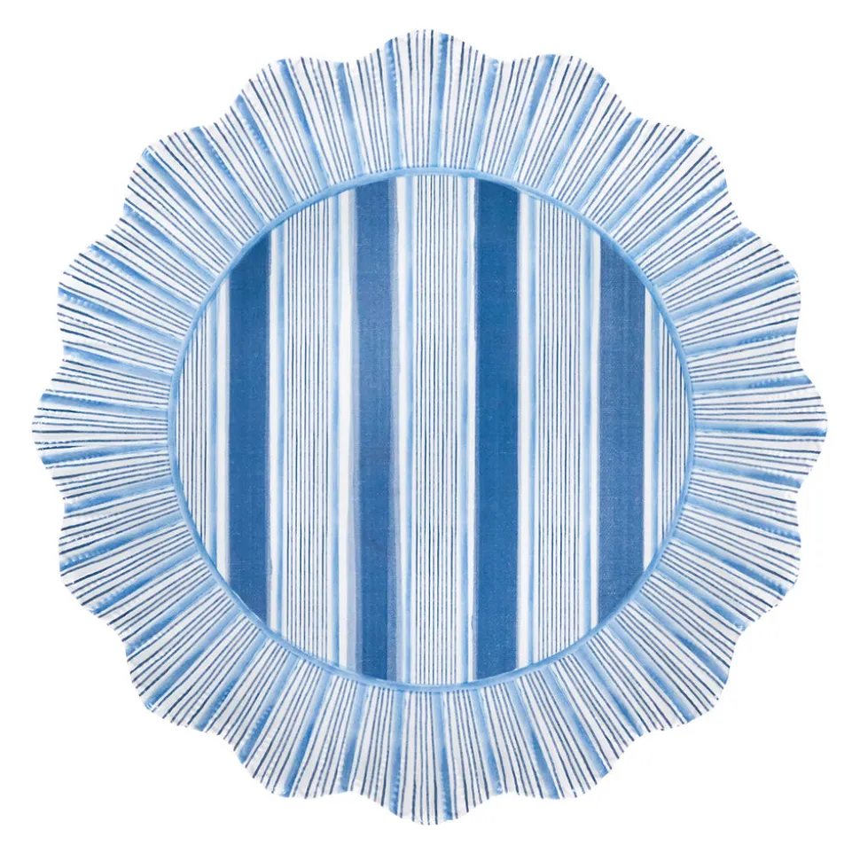 Cabana Stripe Melamine Dinner Plate, Set of 4 in Ocean