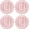 Cabana Stripe Melamine Dinner Plate, Set of 4 in Coral