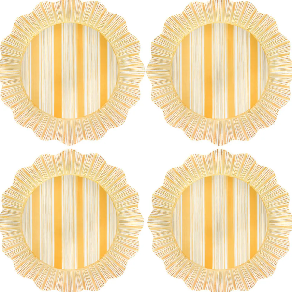 Cabana Stripe Melamine Dinner Plate, Set of 4 in Sunshine