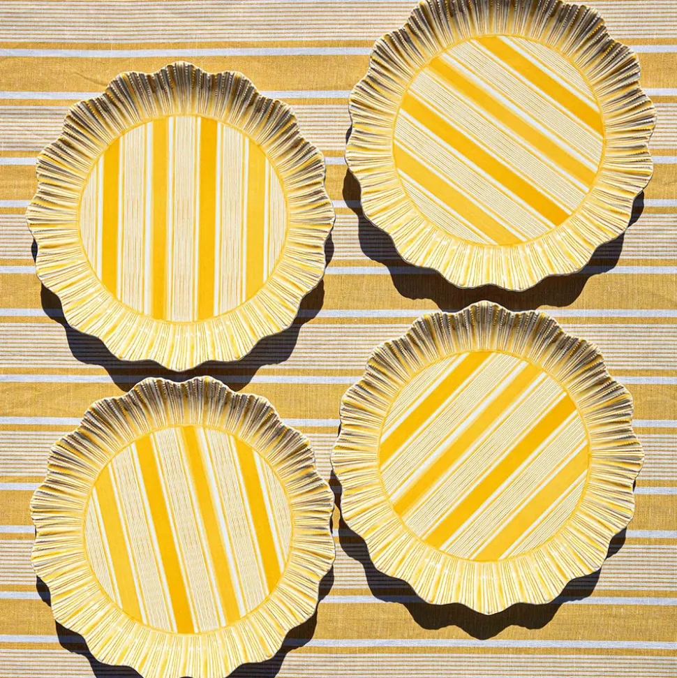 Cabana Stripe Melamine Dinner Plate, Set of 4 in Sunshine