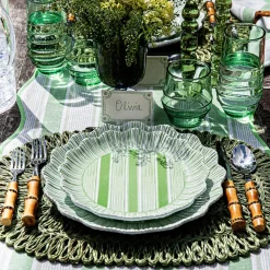Cabana Stripe Melamine Dinner Plate, Set of 4 in Seagrass