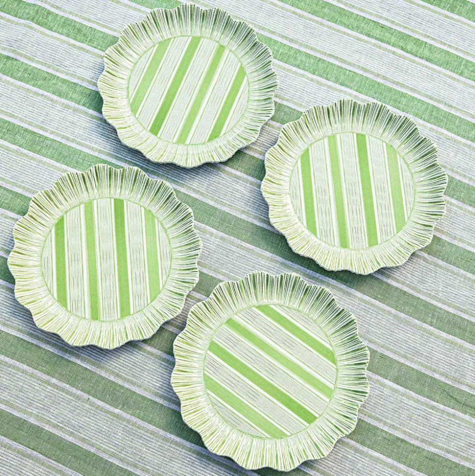 Cabana Stripe Melamine Dinner Plate, Set of 4 in Seagrass