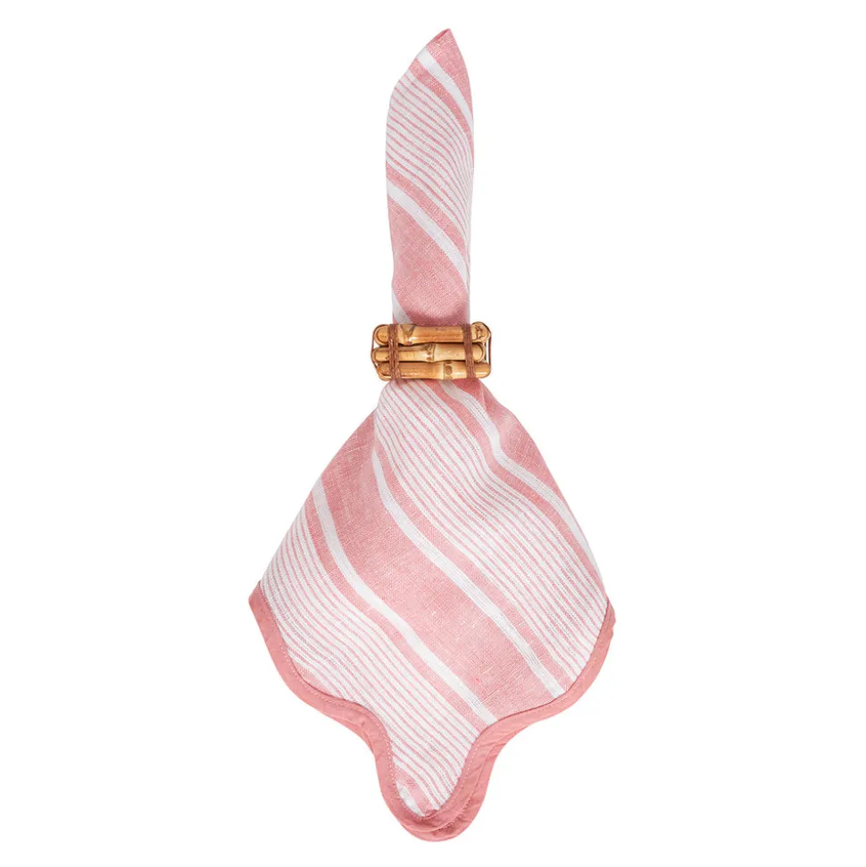 Cabana Stripe Napkin, Set of 4 in Coral