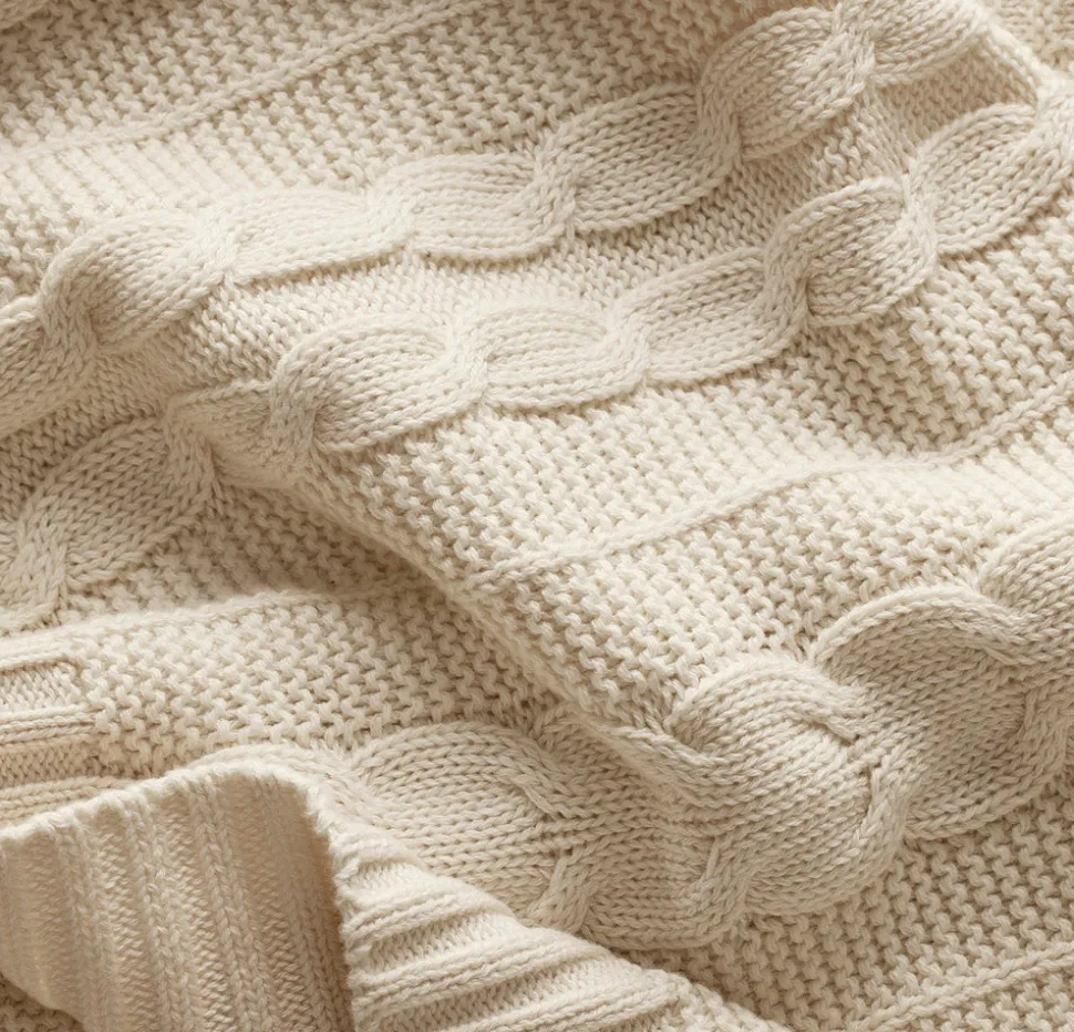 Cable Knit Baby Blanket in Natural