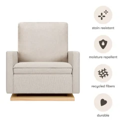 Cali Pillowback Chair and a Half Glider in Eco-Performance Fabric | Water Repellent & Stain Resistant in Performance Beach Eco-Weave with Light Wood Base