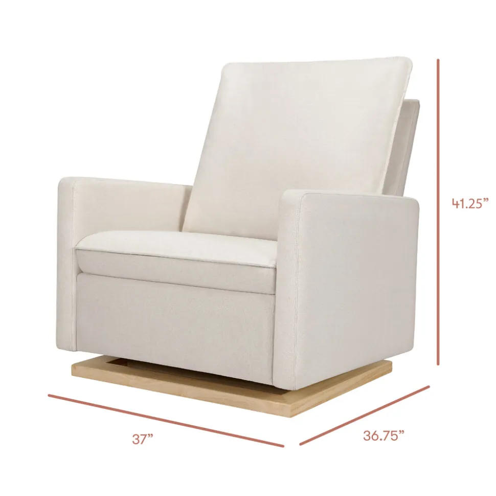 Cali Pillowback Chair and a Half Glider in Eco-Performance Fabric | Water Repellent & Stain Resistant in Performance Cream Eco-Weave with Light Wood Base