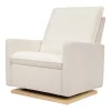 Cali Pillowback Chair and a Half Glider in Fleece in Chantilly Fleece with Light Wood Base