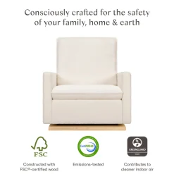 Cali Pillowback Chair and a Half Glider in Fleece in Chantilly Fleece with Light Wood Base