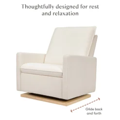 Cali Pillowback Chair and a Half Glider in Fleece in Chantilly Fleece with Light Wood Base