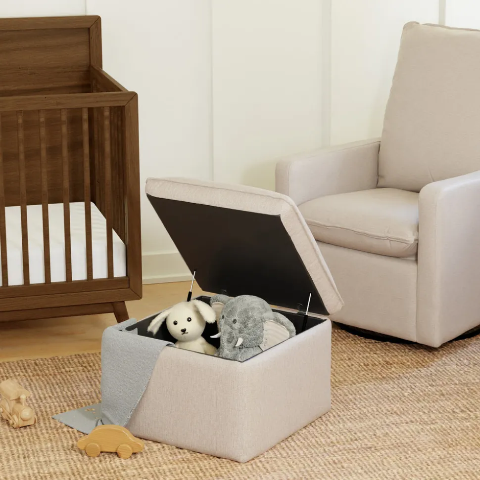 Cali Storage Ottoman in Eco-Performance Fabric | Water Repellent & Stain Resistant in Performance Beach Eco-Weave