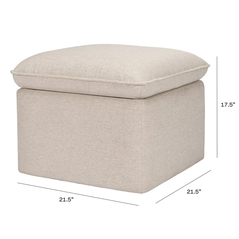 Cali Storage Ottoman in Eco-Performance Fabric | Water Repellent & Stain Resistant in Performance Beach Eco-Weave