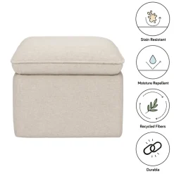 Cali Storage Ottoman in Eco-Performance Fabric | Water Repellent & Stain Resistant in Performance Beach Eco-Weave