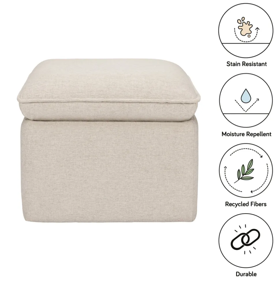 Cali Storage Ottoman in Eco-Performance Fabric | Water Repellent & Stain Resistant in Performance Beach Eco-Weave