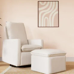 Cali Storage Ottoman in Eco-Performance Fabric | Water Repellent & Stain Resistant in Performance Cream Eco-Weave