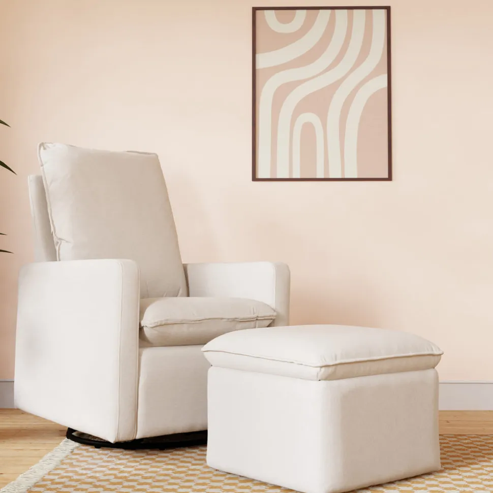 Cali Storage Ottoman in Eco-Performance Fabric | Water Repellent & Stain Resistant in Performance Cream Eco-Weave