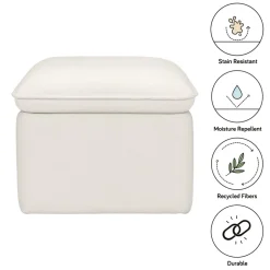 Cali Storage Ottoman in Eco-Performance Fabric | Water Repellent & Stain Resistant in Performance Cream Eco-Weave